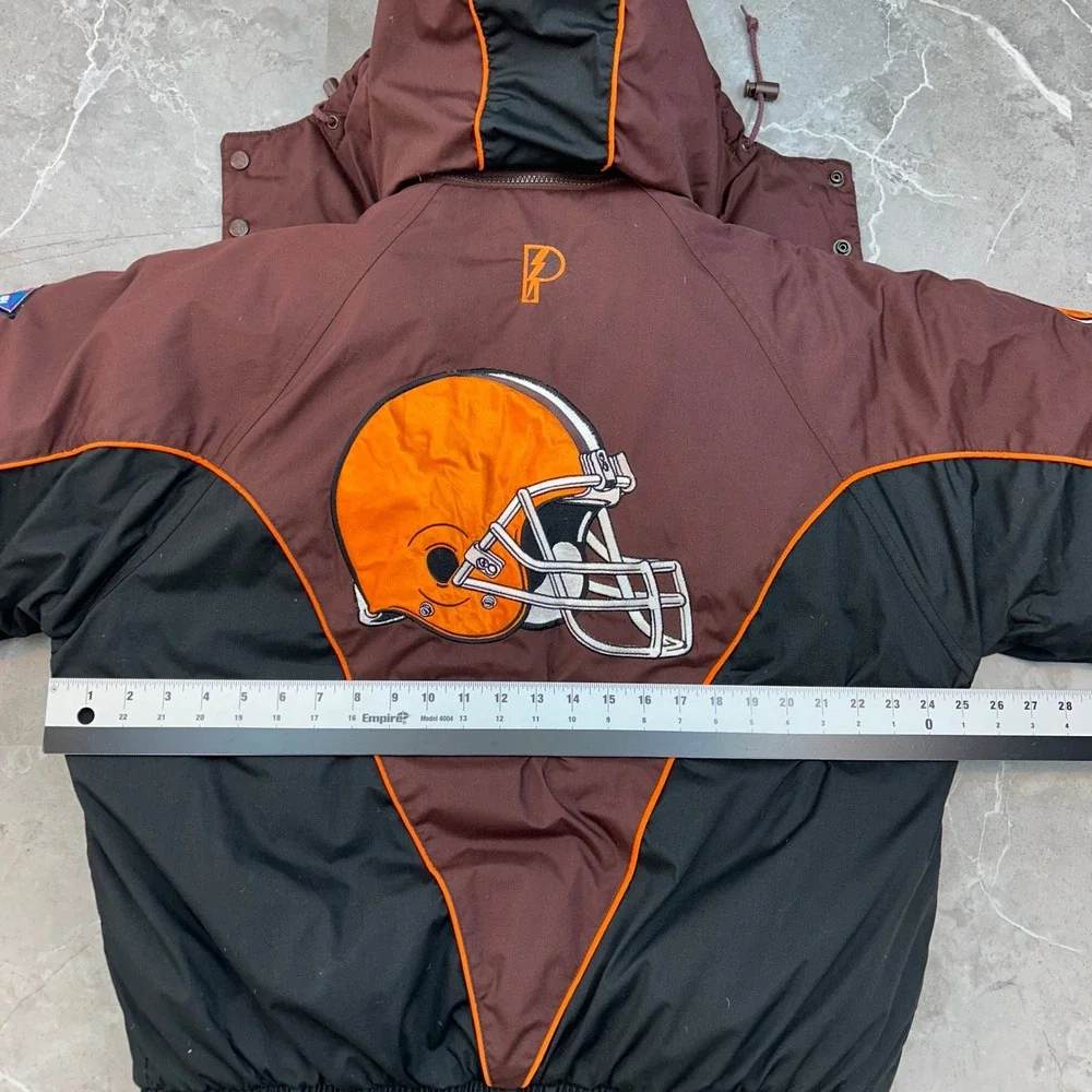90s Vintage Cleveland Browns Puffer Jacket Mens Medium 75th Anniversary Bomber